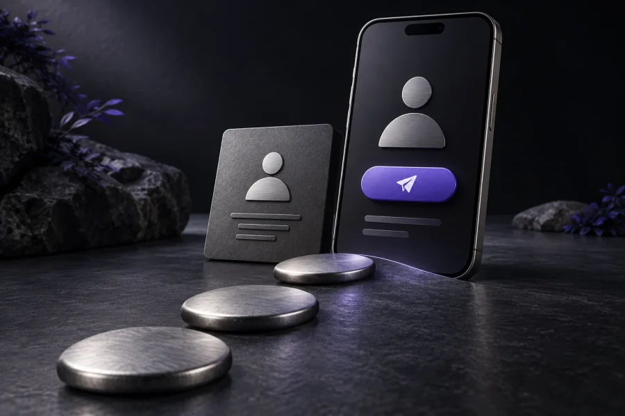 A phone and contact button connected by a short, clear path. A phone and contact button connected by a short, clear path.